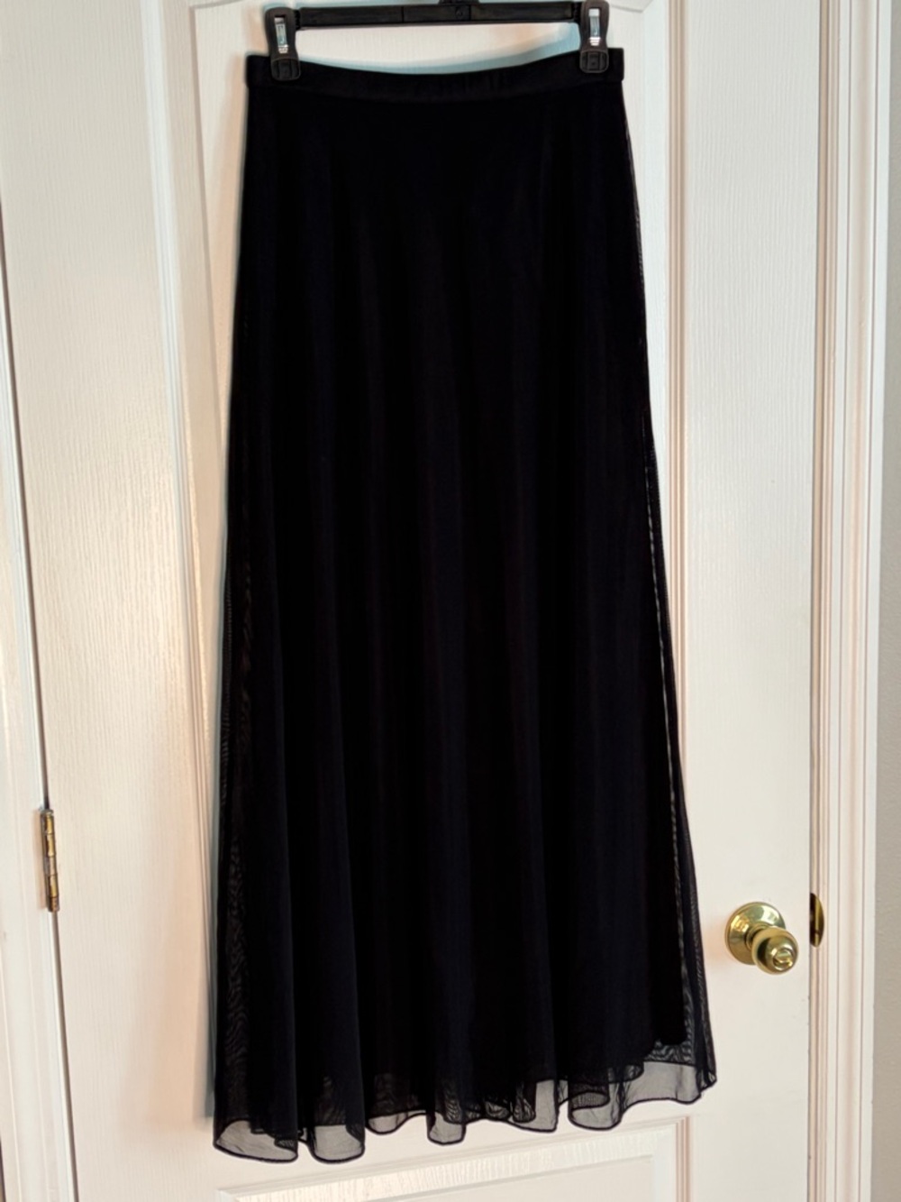Tadashi Shoji Black Sheer Overlay Maxi Skirt